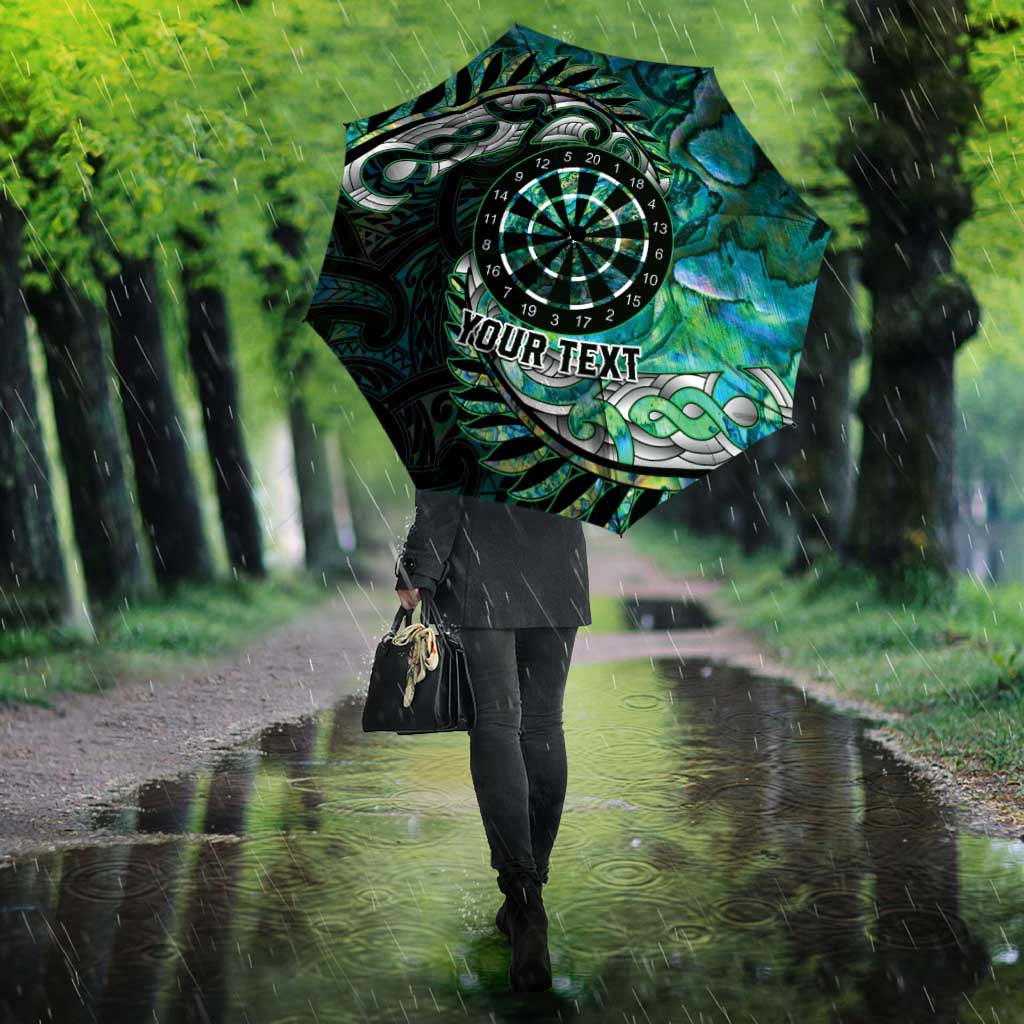 New Zealand Darts Personalised Umbrella Aotearoa Silver Fern Green Papua Shell Spirit - Aussie Hoodie