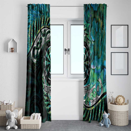 New Zealand Darts Personalised Window Curtain Aotearoa Silver Fern Green Papua Shell Spirit