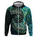 New Zealand Darts Personalised Zip Hoodie Aotearoa Silver Fern Green Papua Shell Spirit