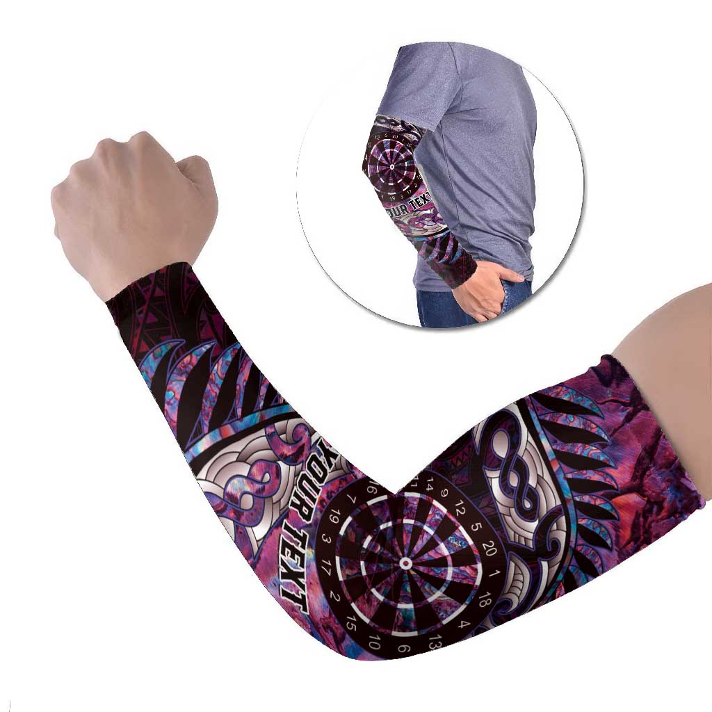 New Zealand Darts Personalised Arm Sleeves Aotearoa Silver Fern Pink Papua Shell Spirit - Aussie Hoodie