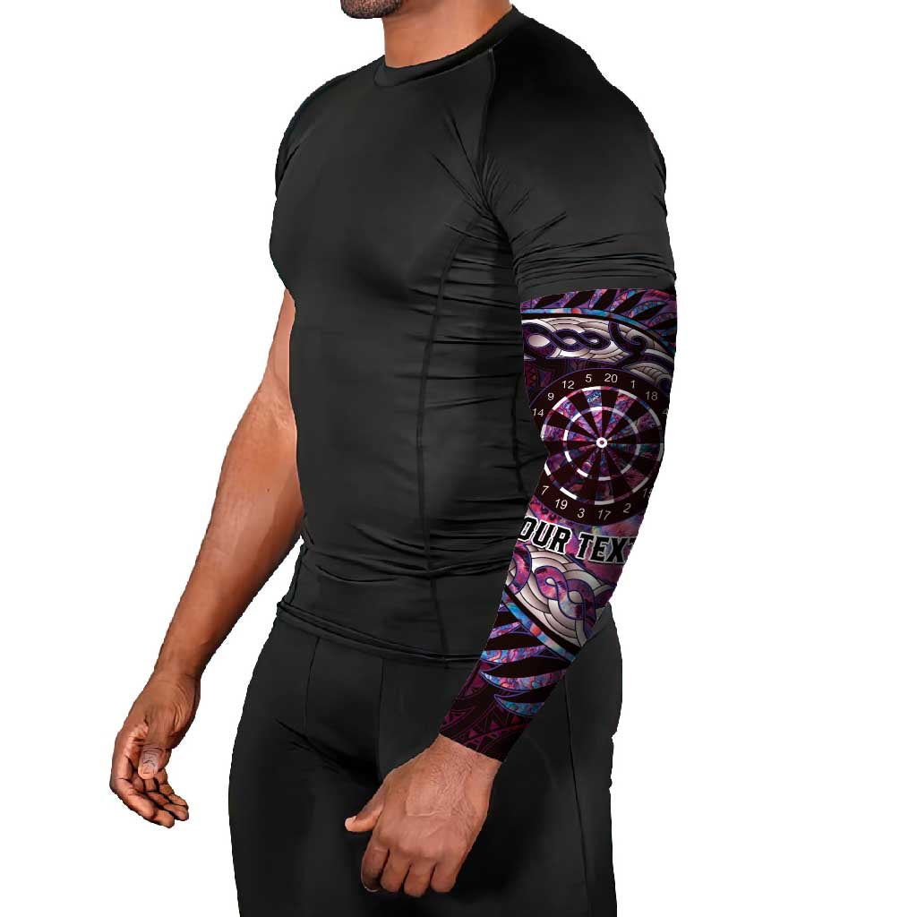 New Zealand Darts Personalised Arm Sleeves Aotearoa Silver Fern Pink Papua Shell Spirit - Aussie Hoodie