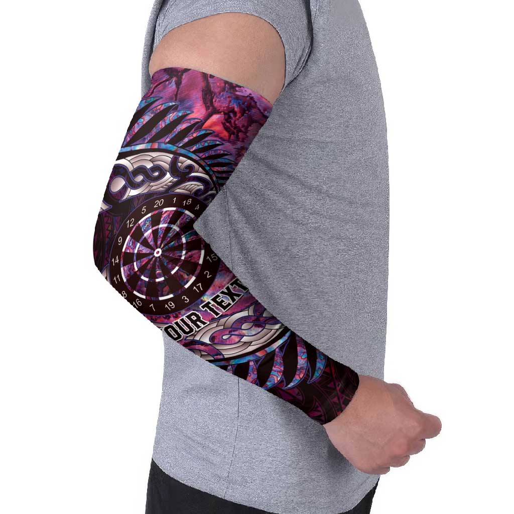 New Zealand Darts Personalised Arm Sleeves Aotearoa Silver Fern Pink Papua Shell Spirit - Aussie Hoodie