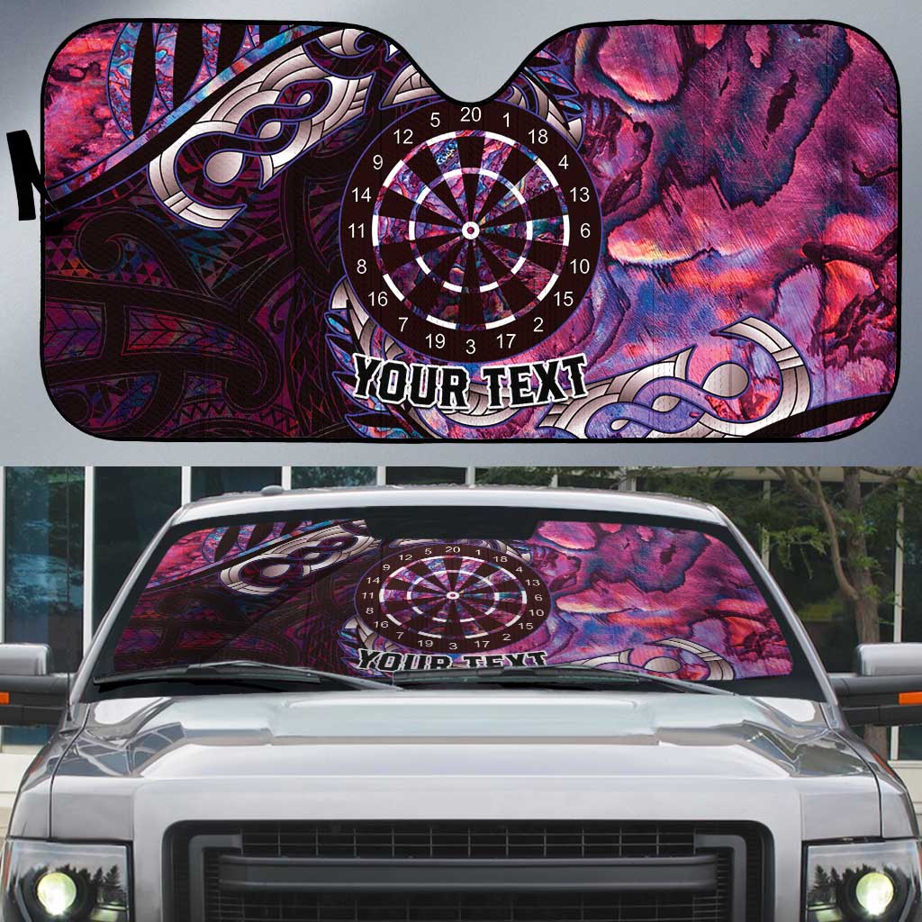New Zealand Darts Personalised Auto Sun Shade Aotearoa Silver Fern Pink Papua Shell Spirit - Aussie Hoodie