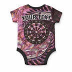New Zealand Darts Personalised Baby Onesie Aotearoa Silver Fern Pink Papua Shell Spirit