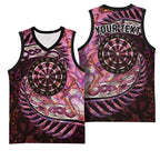 New Zealand Darts Personalised Basketball Jersey Aotearoa Silver Fern Pink Papua Shell Spirit - Aussie Hoodie