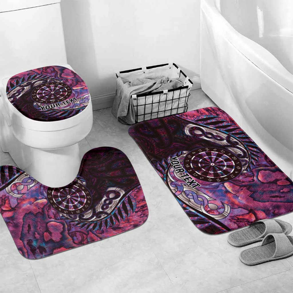 New Zealand Darts Personalised Bathroom Set Aotearoa Silver Fern Pink Papua Shell Spirit - Aussie Hoodie