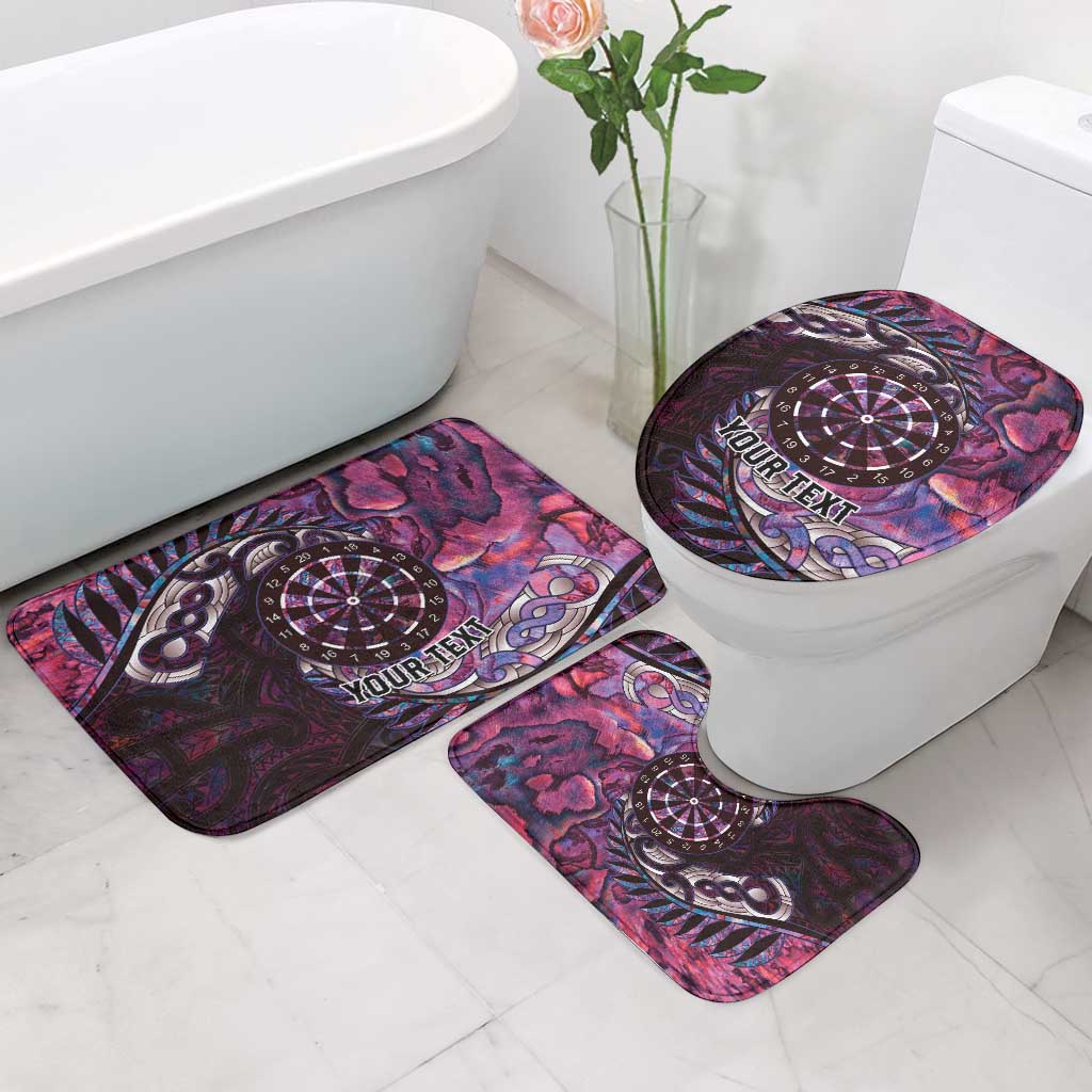 New Zealand Darts Personalised Bathroom Set Aotearoa Silver Fern Pink Papua Shell Spirit - Aussie Hoodie