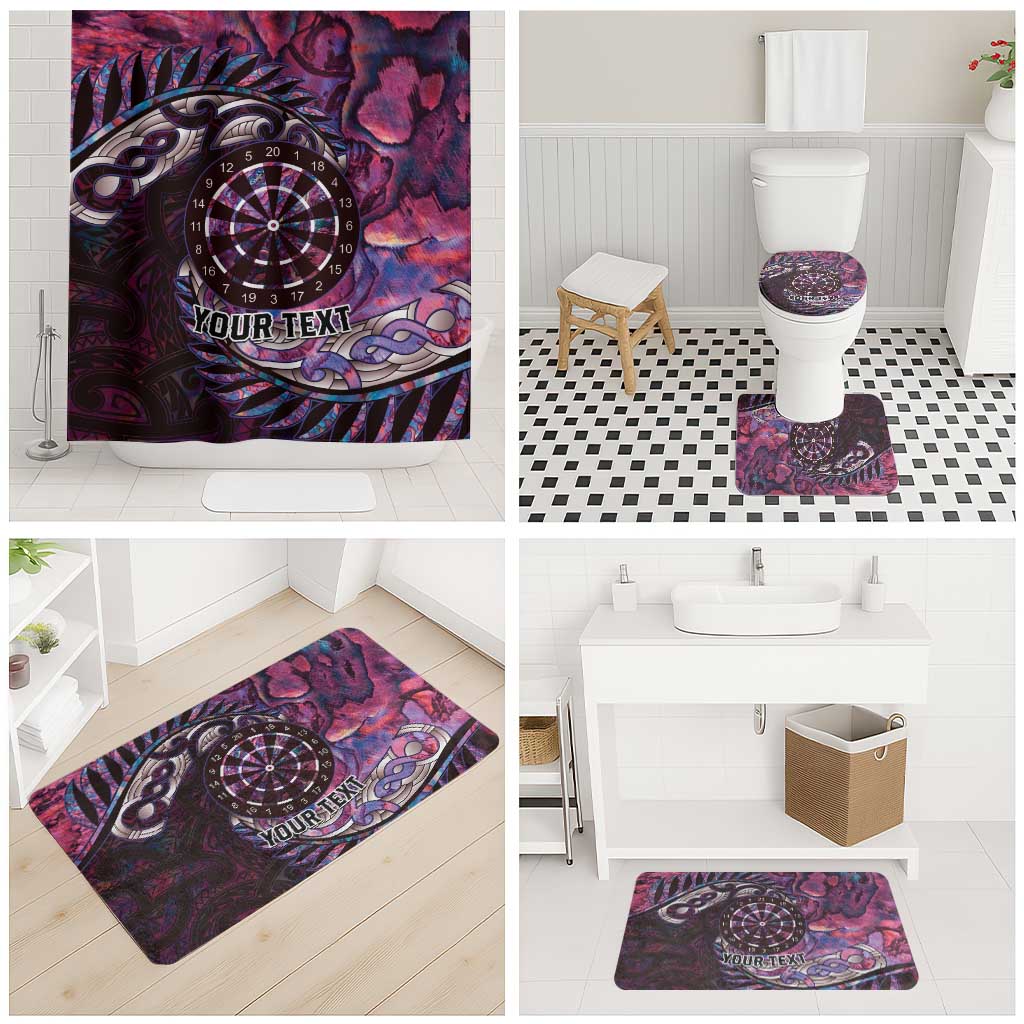 New Zealand Darts Personalised Bathroom Set Aotearoa Silver Fern Pink Papua Shell Spirit - Aussie Hoodie