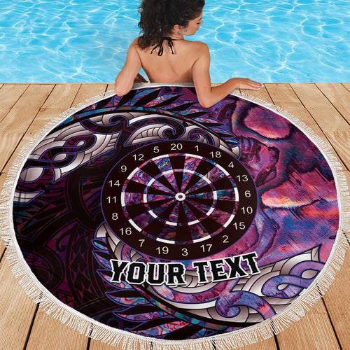 New Zealand Darts Personalised Beach Blanket Aotearoa Silver Fern Pink Papua Shell Spirit