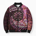 New Zealand Darts Personalised Bomber Puffer Jacket Aotearoa Silver Fern Pink Papua Shell Spirit - Aussie Hoodie