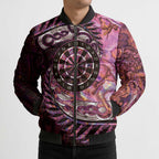 New Zealand Darts Personalised Bomber Puffer Jacket Aotearoa Silver Fern Pink Papua Shell Spirit - Aussie Hoodie