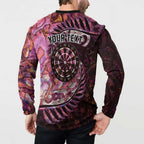 New Zealand Darts Personalised Button Sweatshirt Aotearoa Silver Fern Pink Papua Shell Spirit