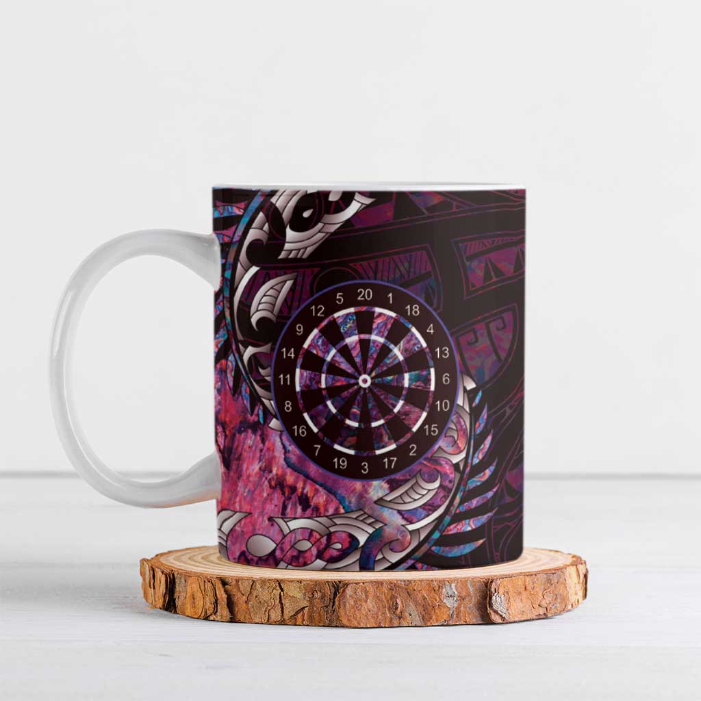 New Zealand Darts Personalised Ceramic Mug Aotearoa Silver Fern Pink Papua Shell Spirit - Aussie Hoodie