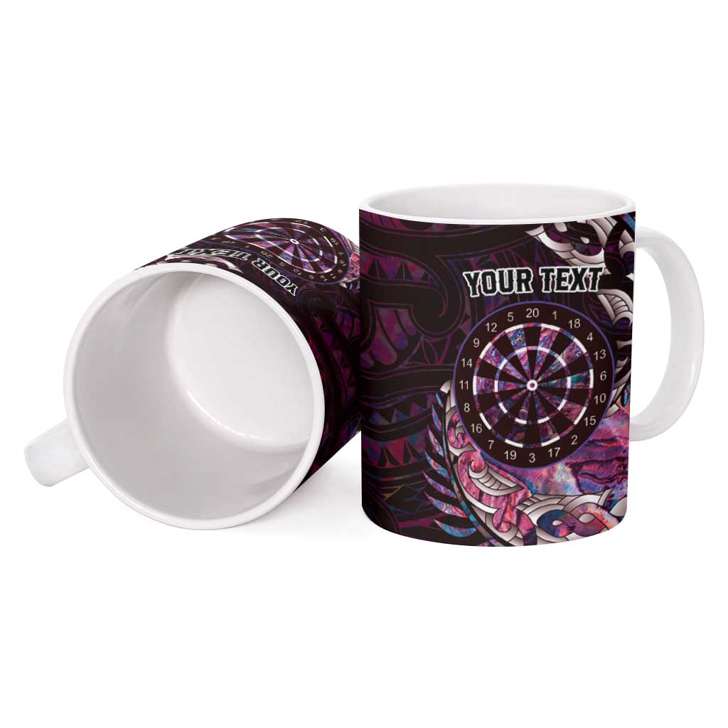 New Zealand Darts Personalised Ceramic Mug Aotearoa Silver Fern Pink Papua Shell Spirit - Aussie Hoodie