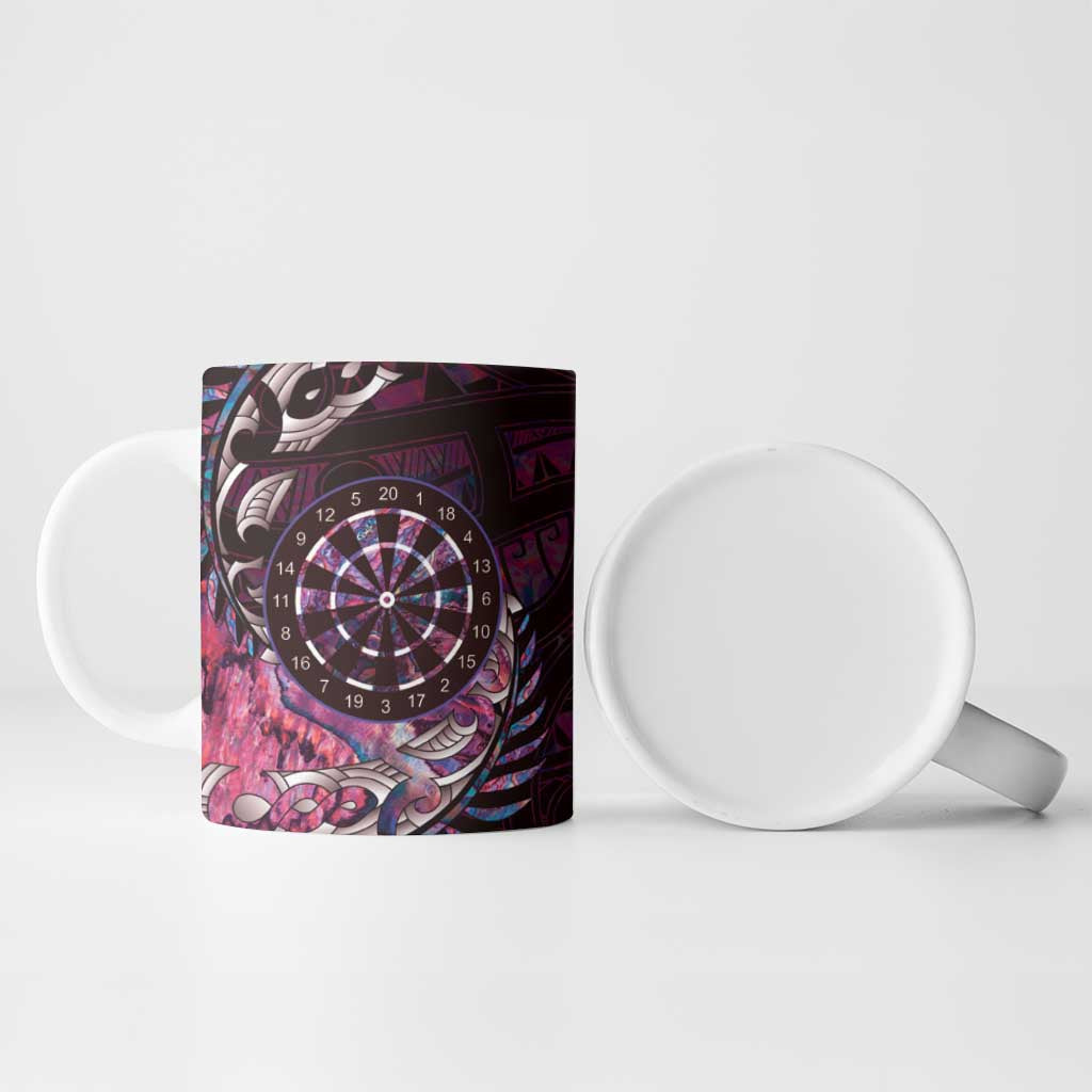 New Zealand Darts Personalised Ceramic Mug Aotearoa Silver Fern Pink Papua Shell Spirit - Aussie Hoodie