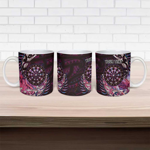 New Zealand Darts Personalised Ceramic Mug Aotearoa Silver Fern Pink Papua Shell Spirit - Aussie Hoodie