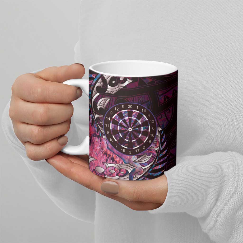 New Zealand Darts Personalised Ceramic Mug Aotearoa Silver Fern Pink Papua Shell Spirit - Aussie Hoodie