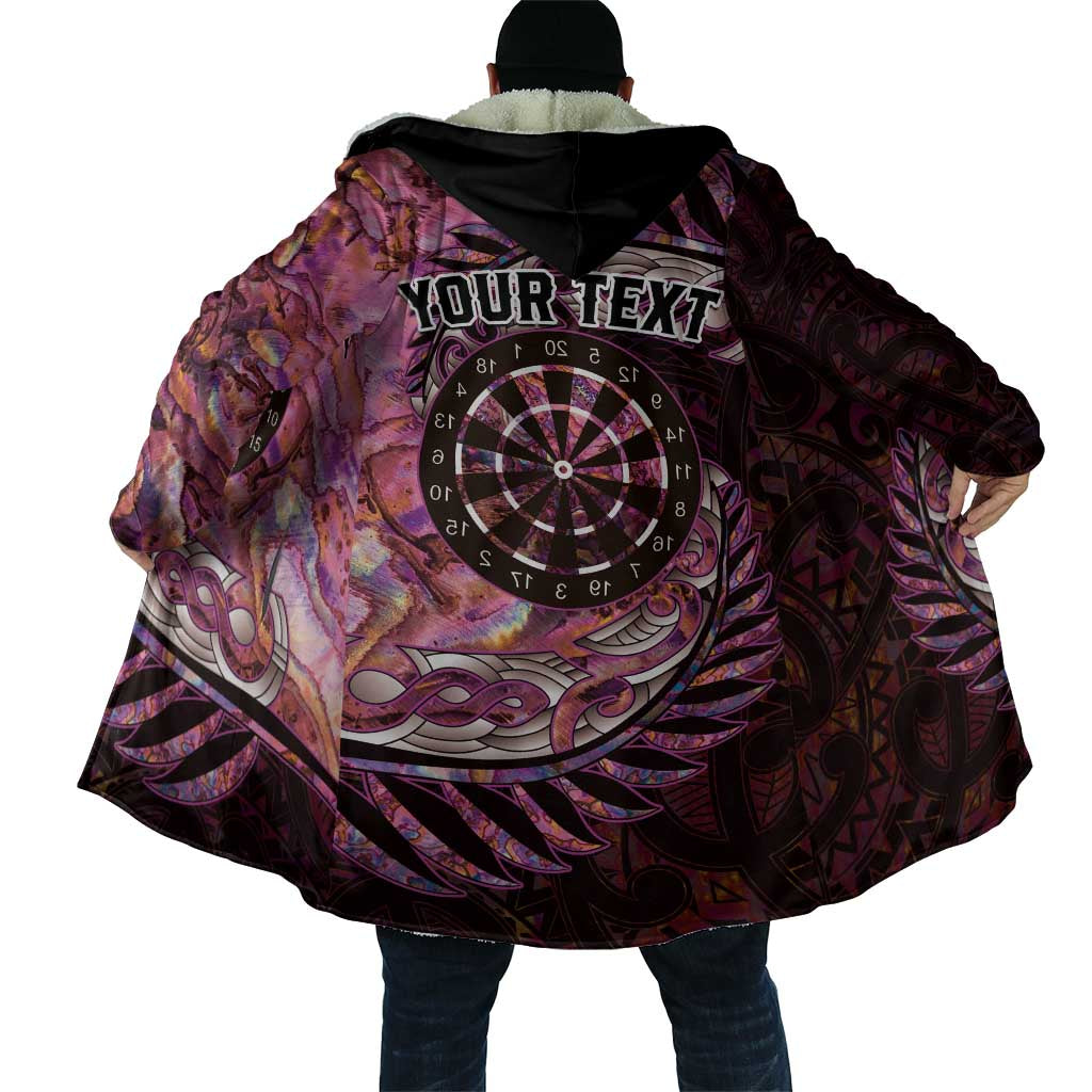 New Zealand Darts Personalised Cloak Aotearoa Silver Fern Pink Papua Shell Spirit - Aussie Hoodie