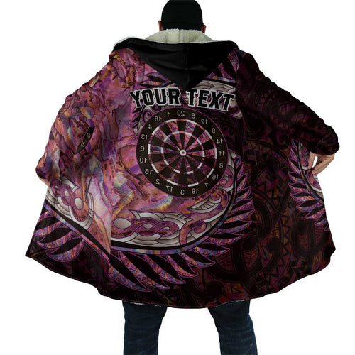 New Zealand Darts Personalised Cloak Aotearoa Silver Fern Pink Papua Shell Spirit - Aussie Hoodie