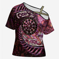 New Zealand Darts Personalised Cross Shoulder Shirt Aotearoa Silver Fern Pink Papua Shell Spirit - Aussie Hoodie