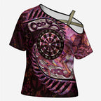 New Zealand Darts Personalised Cross Shoulder Shirt Aotearoa Silver Fern Pink Papua Shell Spirit - Aussie Hoodie