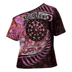 New Zealand Darts Personalised Cross Shoulder Shirt Aotearoa Silver Fern Pink Papua Shell Spirit - Aussie Hoodie