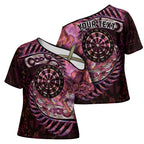 New Zealand Darts Personalised Cross Shoulder Shirt Aotearoa Silver Fern Pink Papua Shell Spirit - Aussie Hoodie
