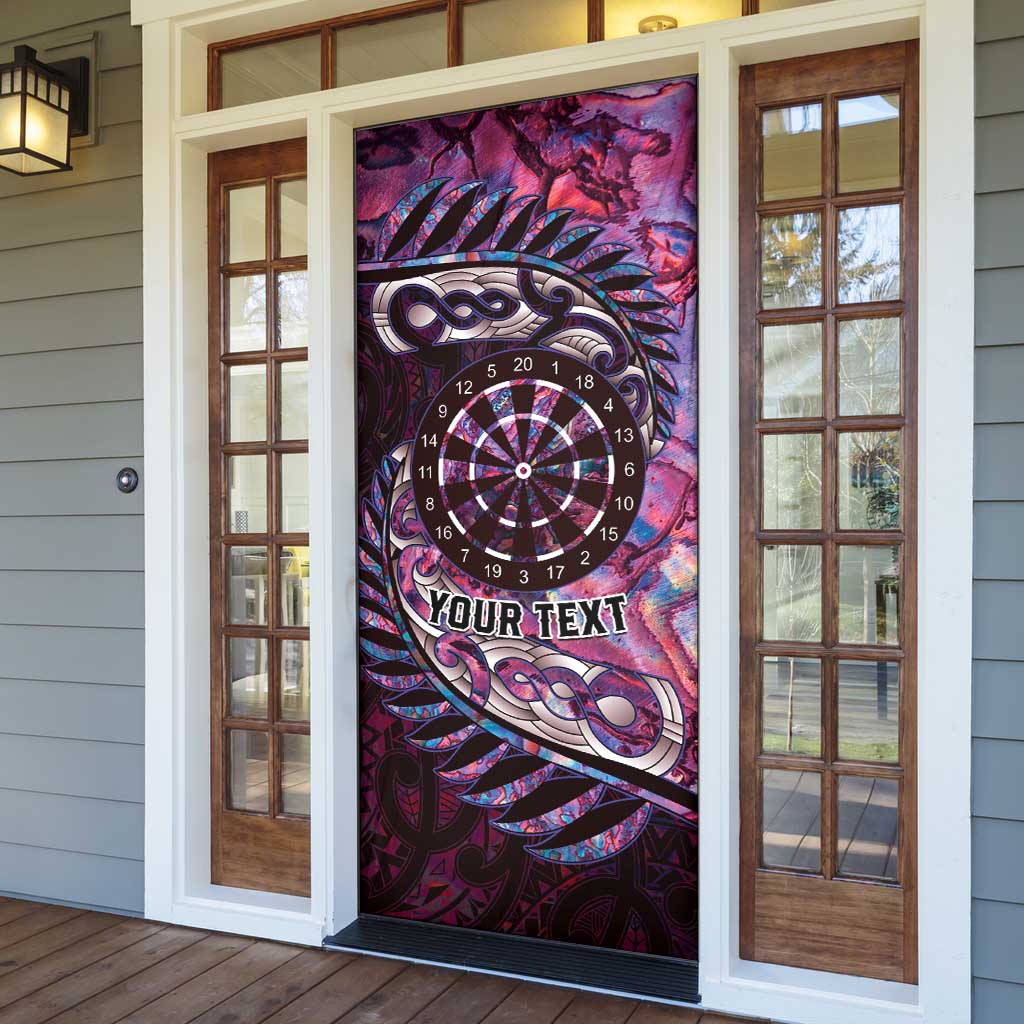 New Zealand Darts Personalised Door Cover Aotearoa Silver Fern Pink Papua Shell Spirit - Aussie Hoodie
