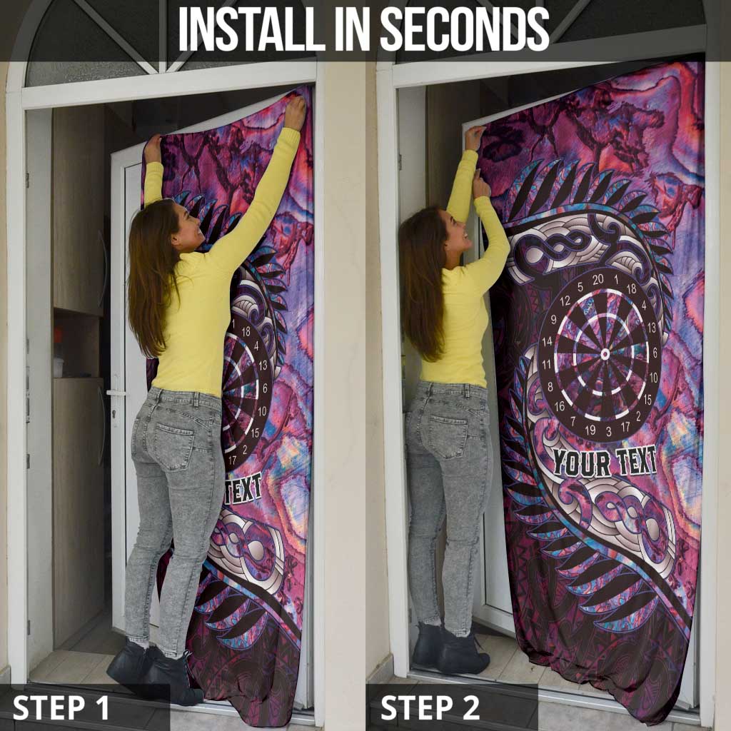 New Zealand Darts Personalised Door Cover Aotearoa Silver Fern Pink Papua Shell Spirit - Aussie Hoodie