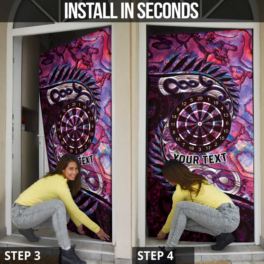 New Zealand Darts Personalised Door Cover Aotearoa Silver Fern Pink Papua Shell Spirit - Aussie Hoodie