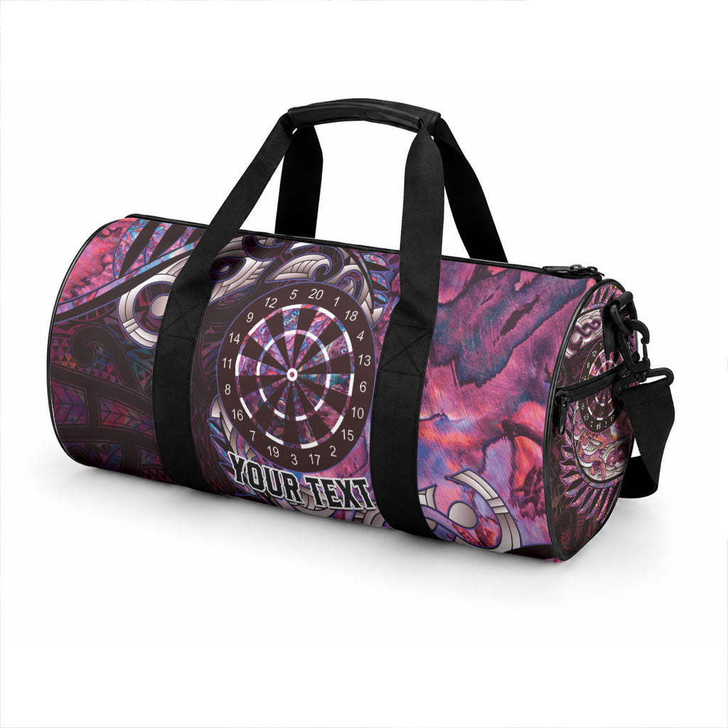 New Zealand Darts Personalised Duffle Bag Aotearoa Silver Fern Pink Papua Shell Spirit