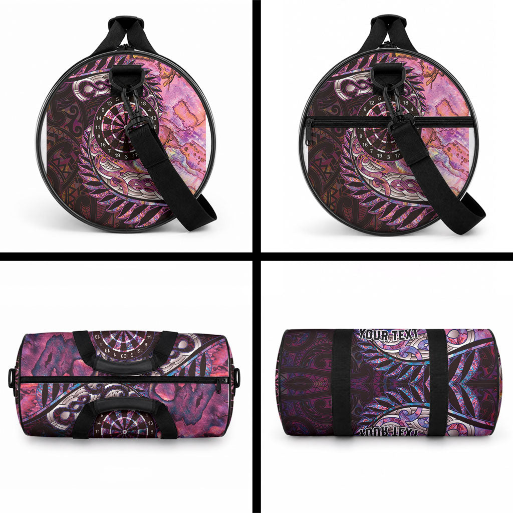 New Zealand Darts Personalised Duffle Bag Aotearoa Silver Fern Pink Papua Shell Spirit