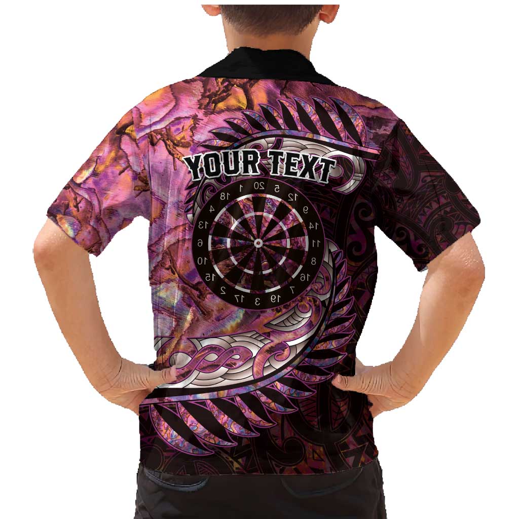 New Zealand Darts Personalised Family Matching Mermaid Dress and Hawaiian Shirt Aotearoa Silver Fern Pink Papua Shell Spirit