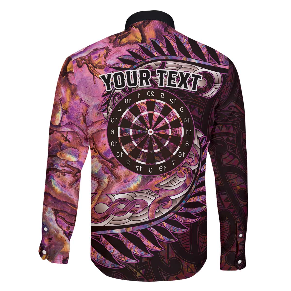 New Zealand Darts Personalised Family Matching Off The Shoulder Long Sleeve Dress and Hawaiian Shirt Aotearoa Silver Fern Pink Papua Shell Spirit