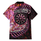 New Zealand Darts Personalised Family Matching Short Sleeve Bodycon Dress and Hawaiian Shirt Aotearoa Silver Fern Pink Papua Shell Spirit