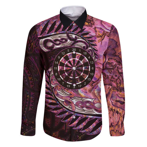 New Zealand Darts Personalised Family Matching Short Sleeve Bodycon Dress and Hawaiian Shirt Aotearoa Silver Fern Pink Papua Shell Spirit
