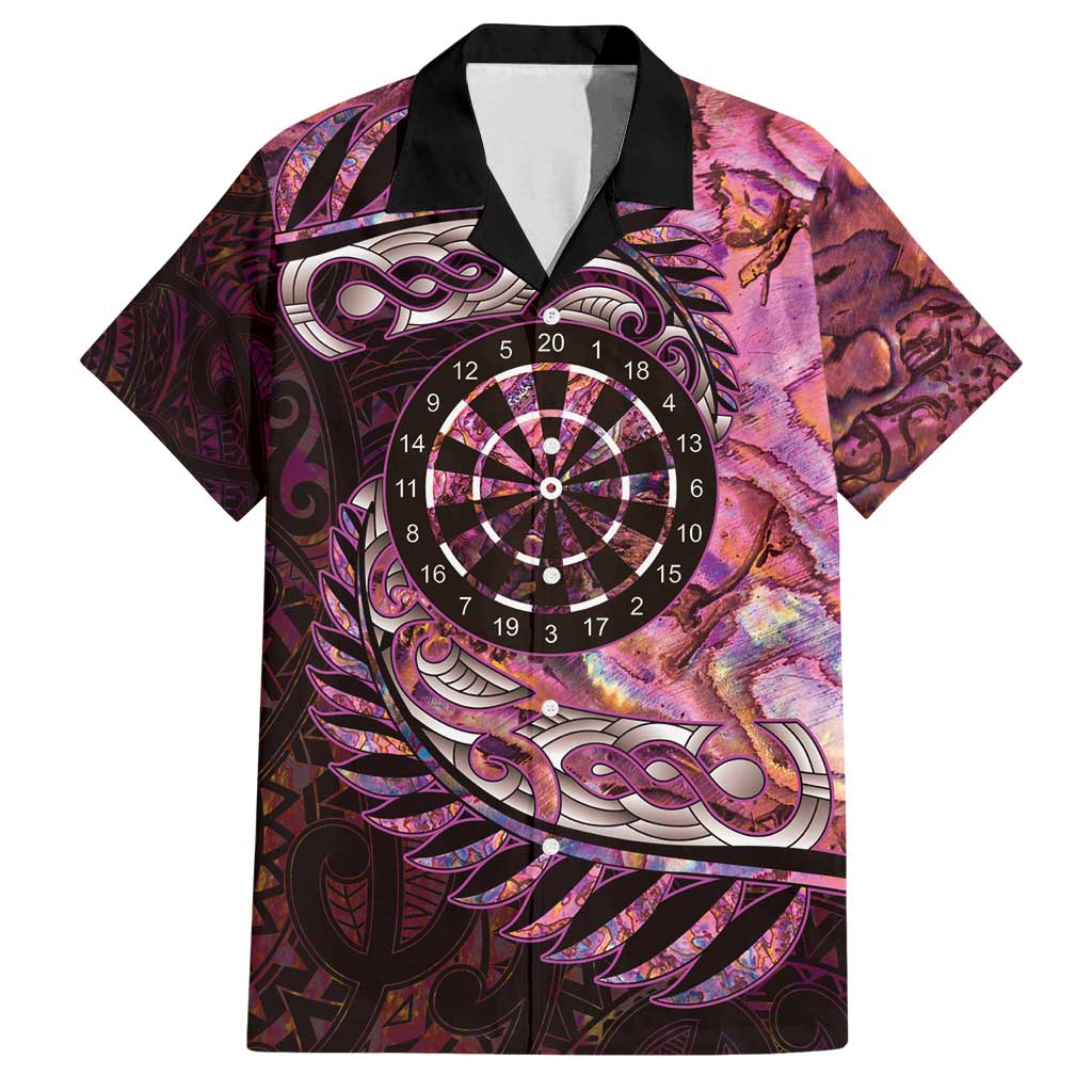 New Zealand Darts Personalised Family Matching Tank Maxi Dress and Hawaiian Shirt Aotearoa Silver Fern Pink Papua Shell Spirit