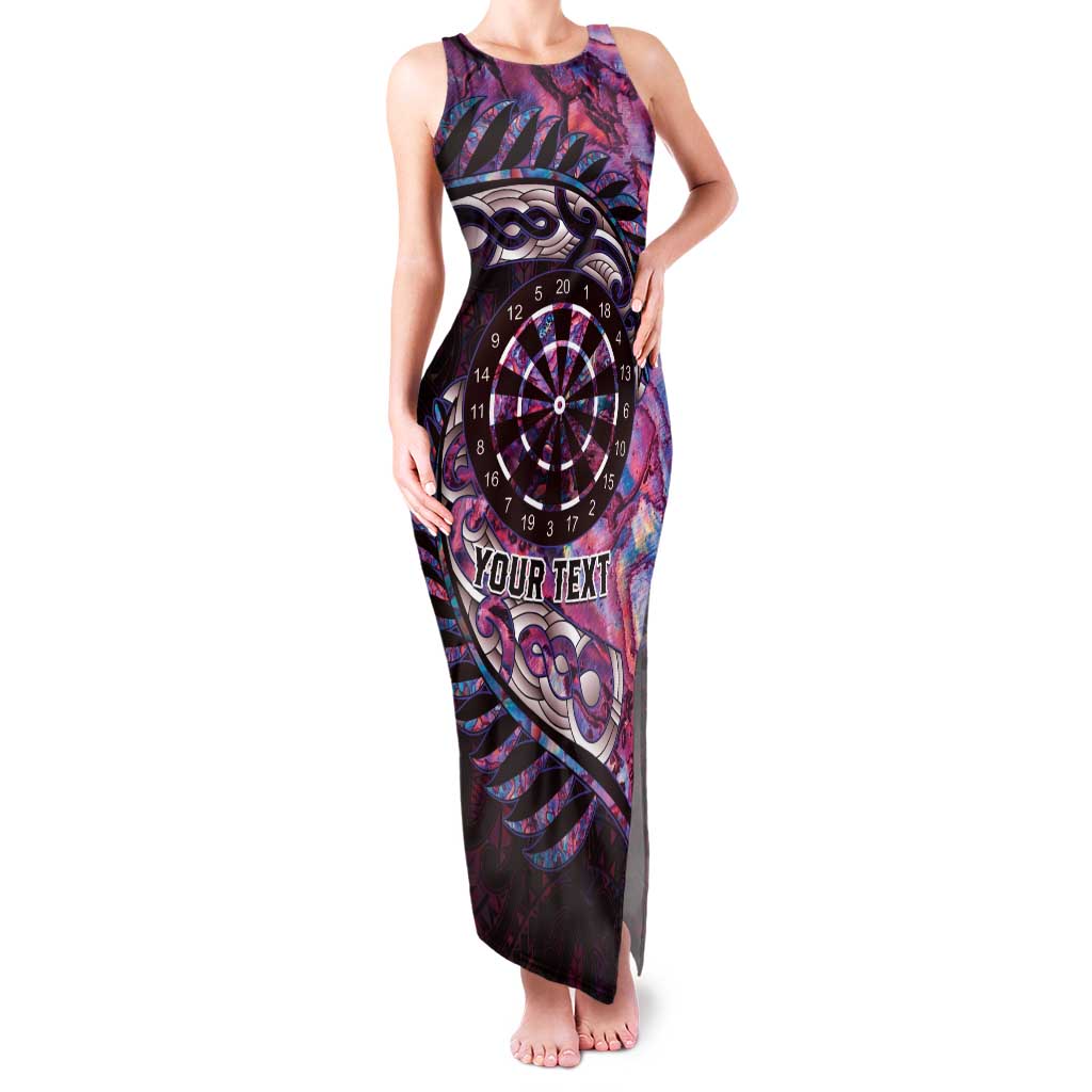 New Zealand Darts Personalised Family Matching Tank Maxi Dress and Hawaiian Shirt Aotearoa Silver Fern Pink Papua Shell Spirit