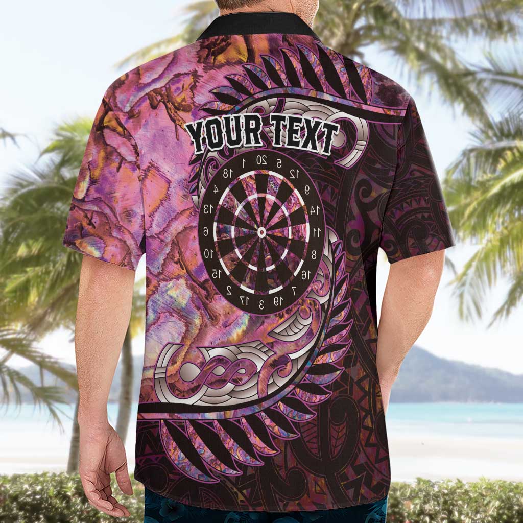 New Zealand Darts Personalised Hawaiian Shirt Aotearoa Silver Fern Pink Papua Shell Spirit