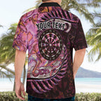 New Zealand Darts Personalised Hawaiian Shirt Aotearoa Silver Fern Pink Papua Shell Spirit