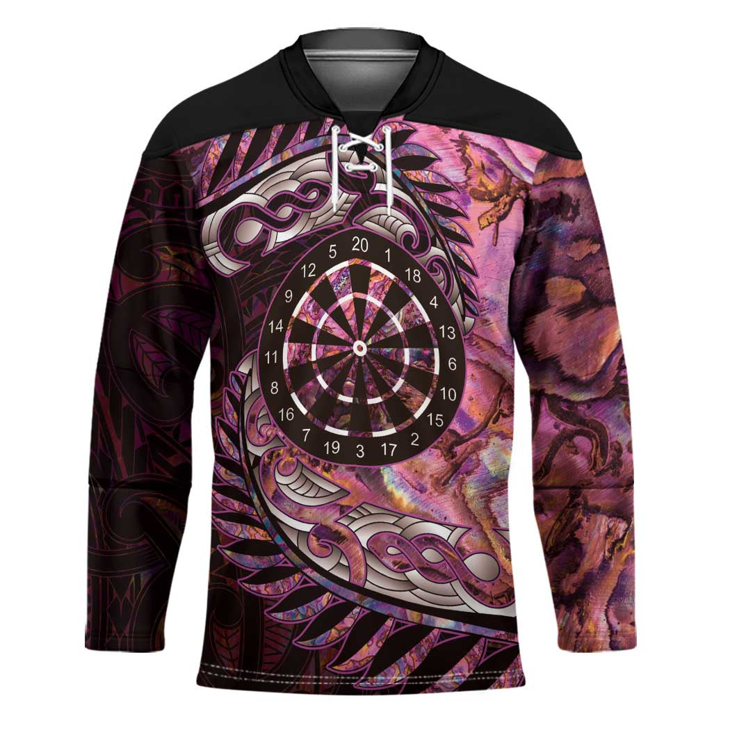 New Zealand Darts Personalised Hockey Jersey Aotearoa Silver Fern Pink Papua Shell Spirit - Aussie Hoodie