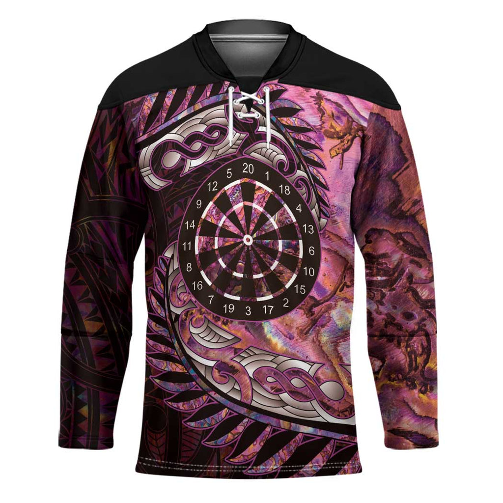 New Zealand Darts Personalised Hockey Jersey Aotearoa Silver Fern Pink Papua Shell Spirit - Aussie Hoodie