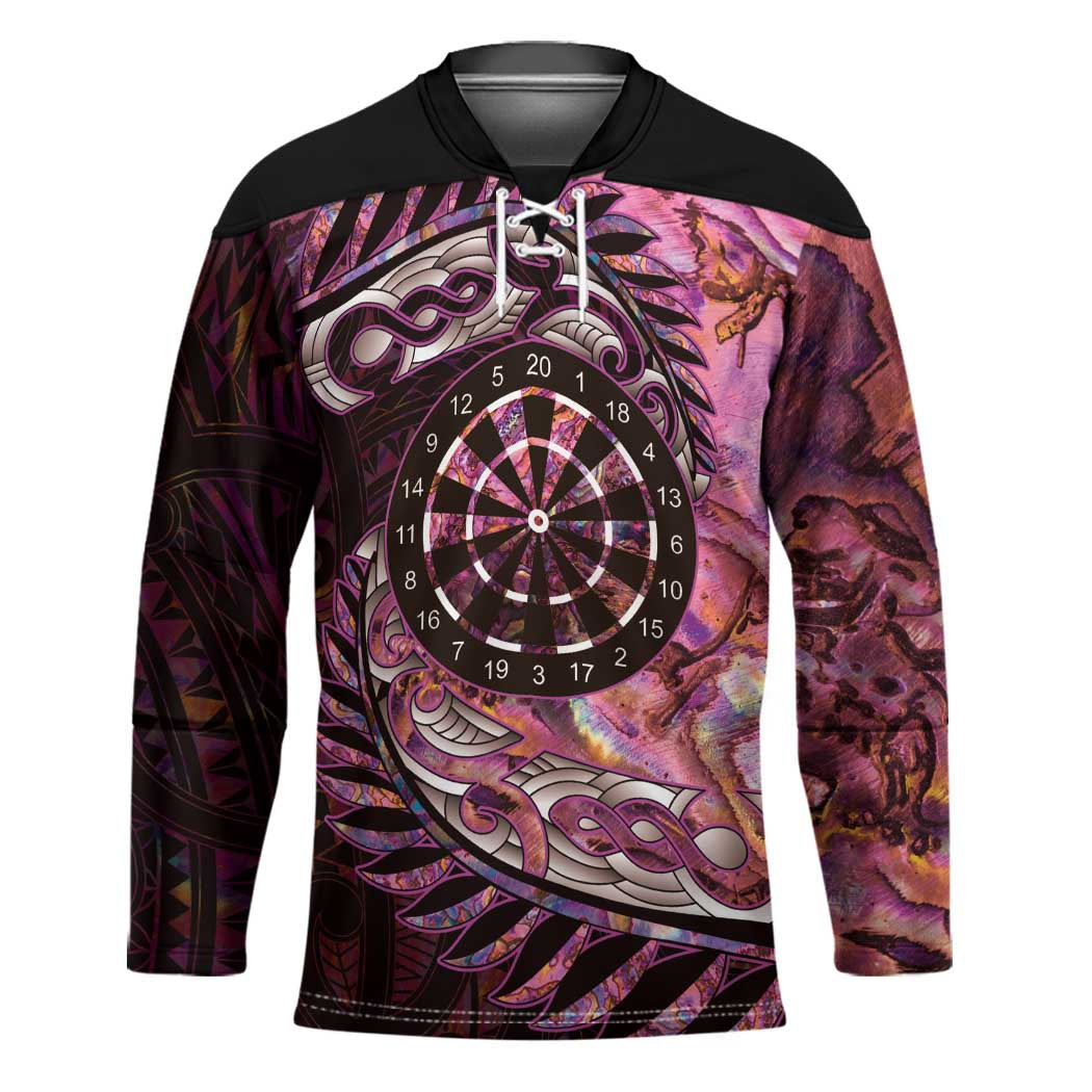 New Zealand Darts Personalised Hockey Jersey Aotearoa Silver Fern Pink Papua Shell Spirit - Aussie Hoodie
