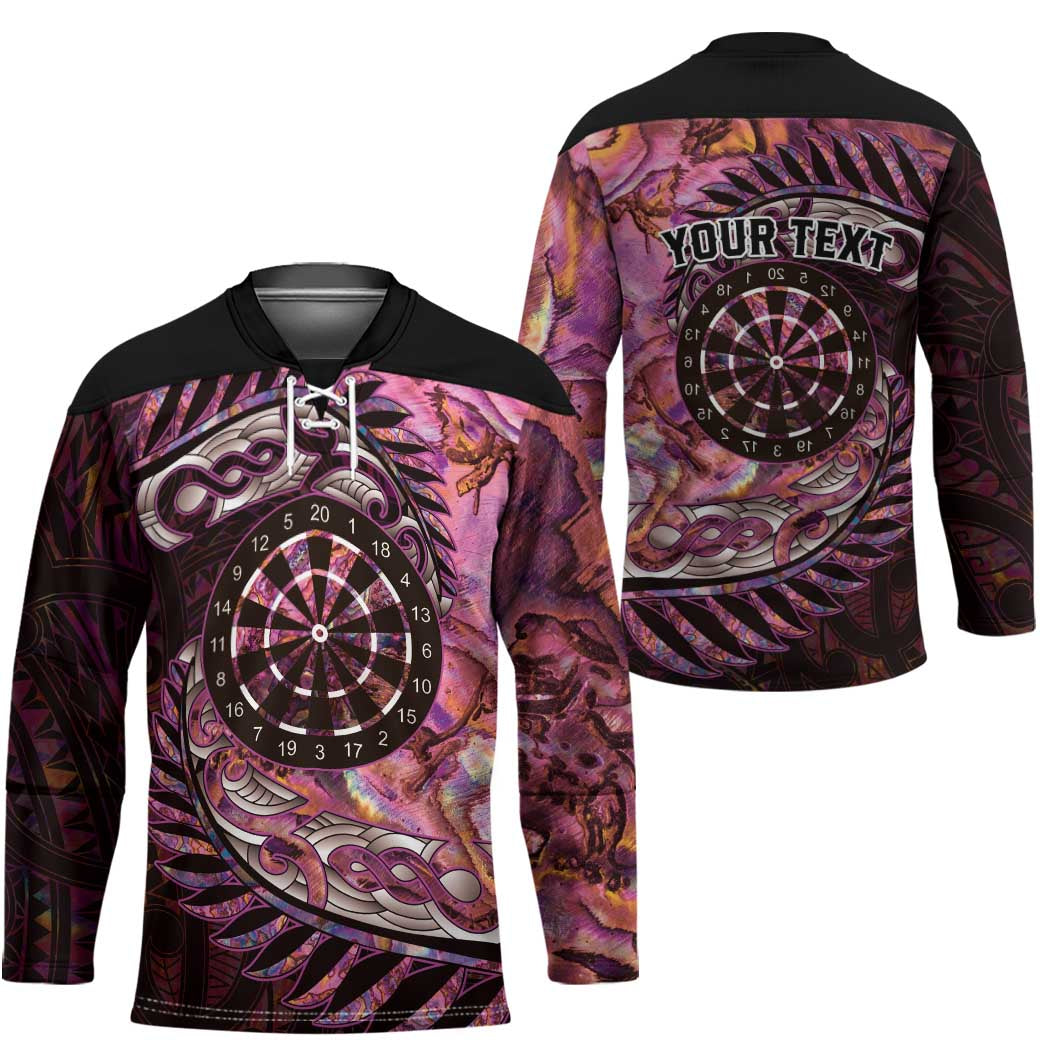 New Zealand Darts Personalised Hockey Jersey Aotearoa Silver Fern Pink Papua Shell Spirit - Aussie Hoodie