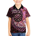 New Zealand Darts Personalised Kid Hawaiian Shirt Aotearoa Silver Fern Pink Papua Shell Spirit