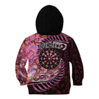New Zealand Darts Personalised Kid Hoodie Aotearoa Silver Fern Pink Papua Shell Spirit