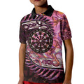 New Zealand Darts Personalised Kid Polo Shirt Aotearoa Silver Fern Pink Papua Shell Spirit