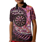 New Zealand Darts Personalised Kid Polo Shirt Aotearoa Silver Fern Pink Papua Shell Spirit