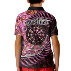 New Zealand Darts Personalised Kid Polo Shirt Aotearoa Silver Fern Pink Papua Shell Spirit
