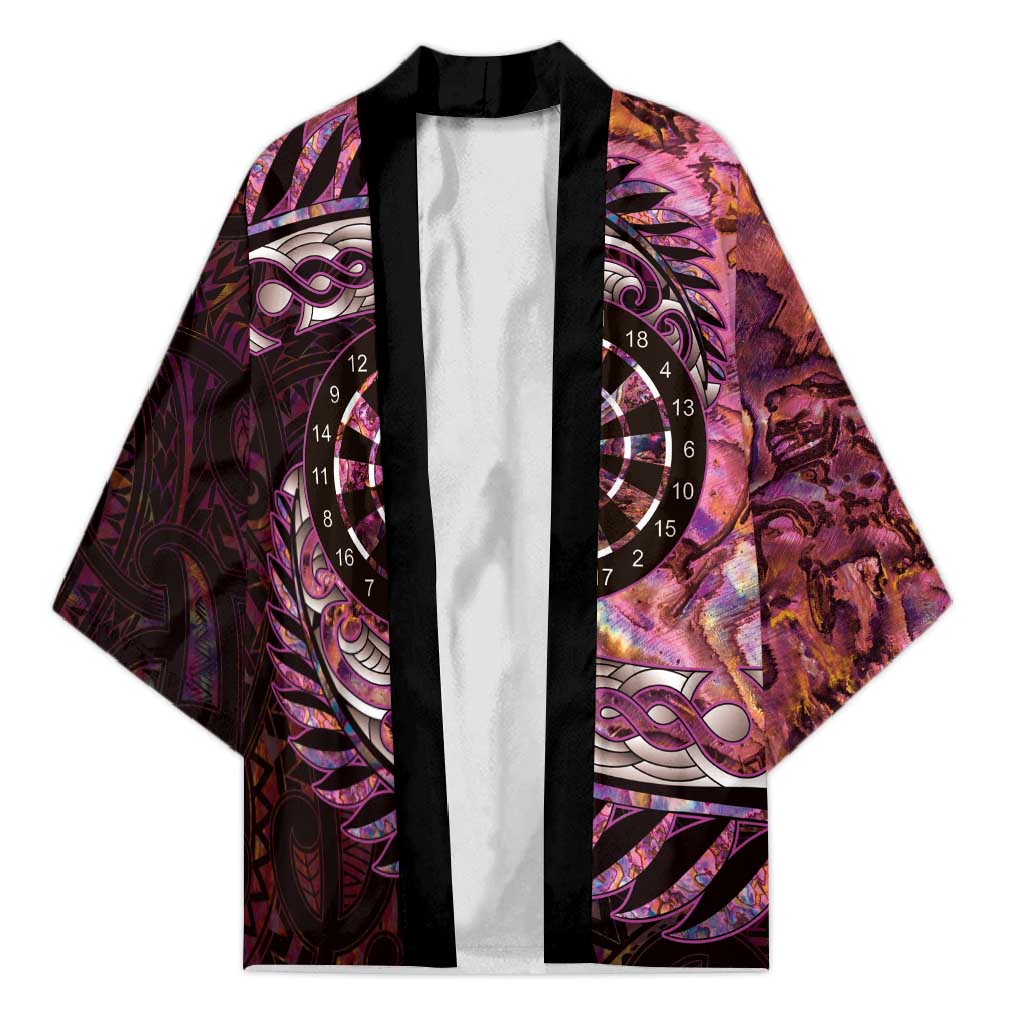 New Zealand Darts Personalised Kimono Aotearoa Silver Fern Pink Papua Shell Spirit - Aussie Hoodie